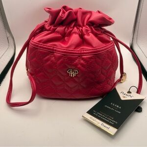PurseN Ultra Pink Quilted Jewelry Case Travel Organizer Faux Leather Lined